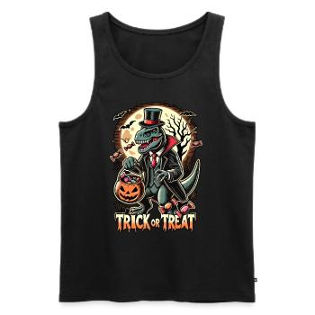 Drôle T-Rex vampire menteur bonbons - Débardeur bio Premium Homme - noir - Devant - Michal (187cm)