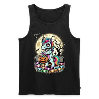 Lustiges Zombie Einhorn Liebt Süßigkeiten - Männer Premium Bio Tank Top - Schwarz - Vorne - Michal (187cm)