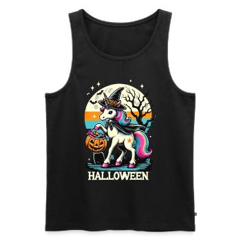 La licorne sorcière drôle veut des bonbons - Débardeur bio Premium Homme - noir - Devant - Michal (187cm)
