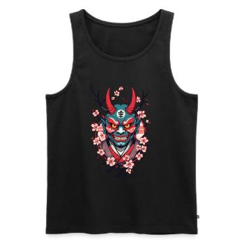 Oni Demon Mask Samurai Japanese Culture Yokai - Men's Premium Organic Tank Top - black - Front - Michal (187cm)