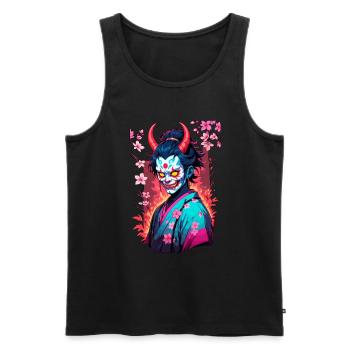 Oni Samurai Vaporwave Esthétique Culture japonaise - Débardeur bio Premium Homme - noir - Devant - AI Model Male 178 light (178cm)