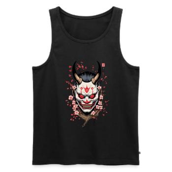 Oni Demon Mask Samurai Aesthetic Yokai - Men's Premium Organic Tank Top - black - Front - AI Model Male 178 light (178cm)