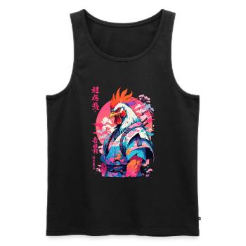 Hahn Yokai Vaporwave Aesthetic Samurai Kunst - Männer Premium Bio Tank Top - Schwarz - Vorne - AI Model Male 178 light (178cm)