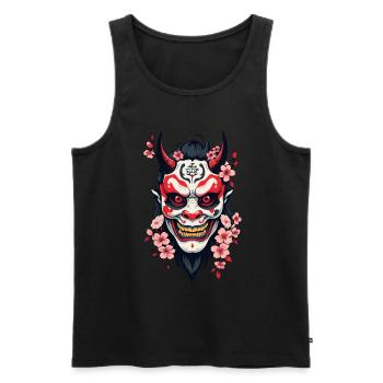 Oni Demon Mask Samurai Aesthetic Yokai - Men's Premium Organic Tank Top - black - Front - AI Model Male 178 light (178cm)