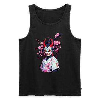 Oni Samurai Vaporwave Aesthetic Japan Culture - Men's Premium Organic Tank Top - black - Front - AI Model Male 178 light (178cm)