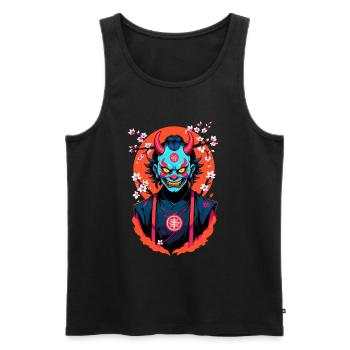 Oni Samouraï Vaporwave Esthétique Japon Culture - Débardeur bio Premium Homme - noir - Devant - Michal (187cm)