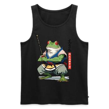 Samurai Frog Vintage Ukiyo-e Style Japan Style - Men's Premium Organic Tank Top - black - Front - AI Model Male 178 light (178cm)