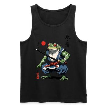 Samurai Frog Vintage Ukiyo-e Style Artwork - Men's Premium Organic Tank Top - black - Front - Michal (187cm)