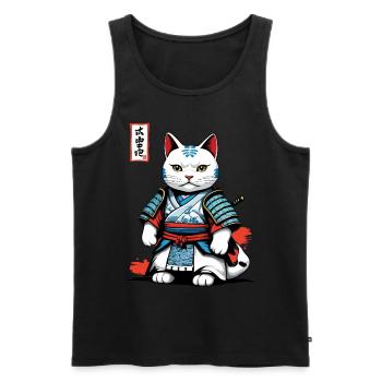Samurai Katze in Japanischem Samurai Kunstwerk - Männer Premium Bio Tank Top - Schwarz - Vorne - AI Model Male 178 light (178cm)