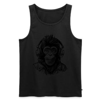 Naturschutz-Shirt mit Schimpansen für Musikfans - Männer Premium Bio Tank Top - Schwarz - Vorne - AI Model Male 178 light (178cm)