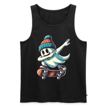 Skateboarding Dabbing Ghost Skateboard Dab - Men's Premium Organic Tank Top - black - Front - AI Model Male 178 light (178cm)
