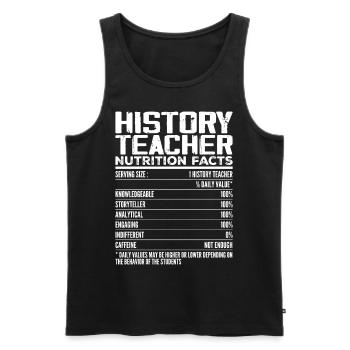 History Teacher Nutrition Facts | History Teacher - Débardeur bio Premium Homme - noir - Devant - AI Model Male 178 light (178cm)