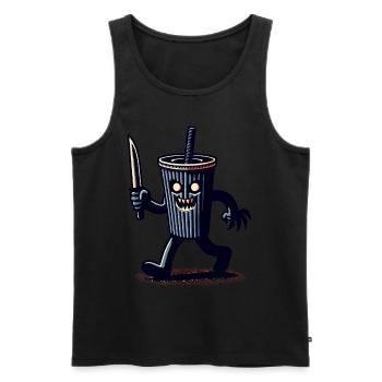 Scary Psycho Drinking Cup Drinks - Men's Premium Organic Tank Top - black - Front - AI Model Male 178 light (178cm)