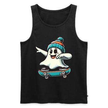 Skateboaring Dabbing Ghost Skateboard Dab - Men's Premium Organic Tank Top - black - Front - AI Model Male 178 light (178cm)