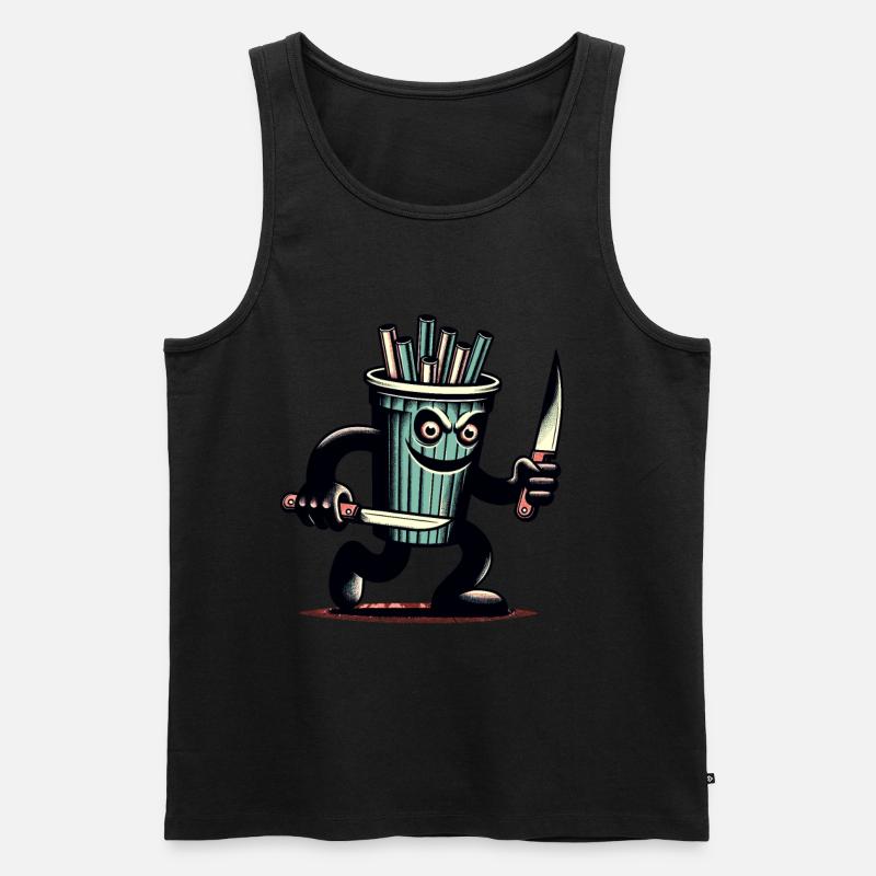 Scary Psycho Drinking Cup Drinks - Men's Premium Organic Tank Top - black