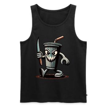 Scary Psycho Drinking Cup Drinks - Men's Premium Organic Tank Top - black - Front - AI Model Male 178 light (178cm)