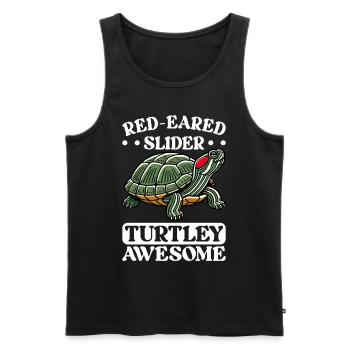 Tortue Tortue à oreilles rouges - Débardeur bio Premium Homme - noir - Devant - AI Model Male 178 light (178cm)