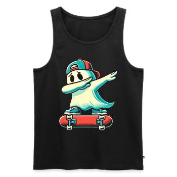 Skateboarding Dabbing Ghost Funny Halloween - Men's Premium Organic Tank Top - black - Front - Michal (187cm)