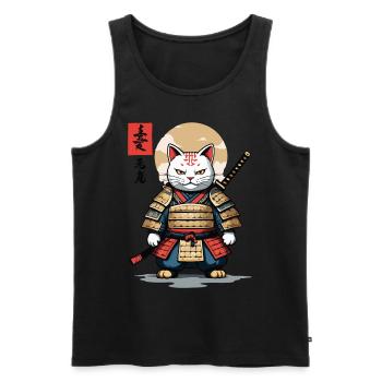 Samurai Katze Asiatischer Ukiyo-E Stil Aesthetic - Männer Premium Bio Tank Top - Schwarz - Vorne - Michal (187cm)