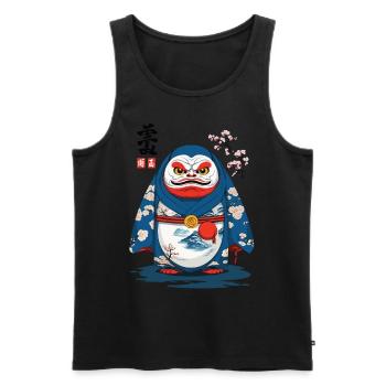 Japanese Daruma Aesthetic Yokai Streetwear - Men's Premium Organic Tank Top - black - Front - Michal (187cm)