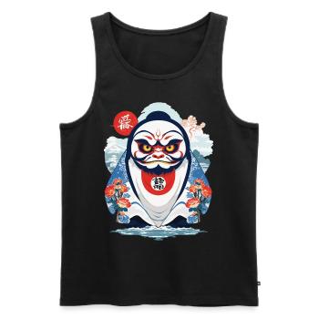 Japanischer Daruma Aesthetic Yokai Vintage - Männer Premium Bio Tank Top - Schwarz - Vorne - AI Model Male 178 light (178cm)