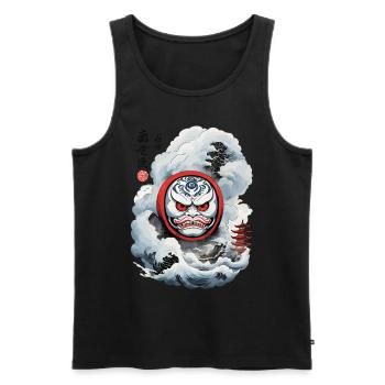 Japanese Daruma Aesthetic Yokai Streetwear - Men's Premium Organic Tank Top - black - Front - Michal (187cm)
