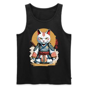 Samurai Cat Japanese Artwork Anime Design - Men's Premium Organic Tank Top - black - Front - Michal (187cm)