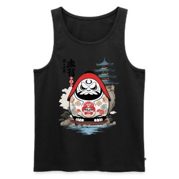 Daruma Japonais Esthétique Yokai Vintage - Débardeur bio Premium Homme - noir - Devant - Michal (187cm)