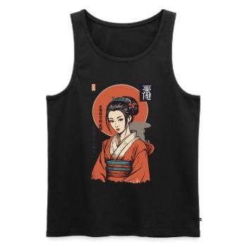 Kunoichi Ninja Geisha Samurai Kunst Anime Stil - Männer Premium Bio Tank Top - Schwarz - Vorne - Michal (187cm)