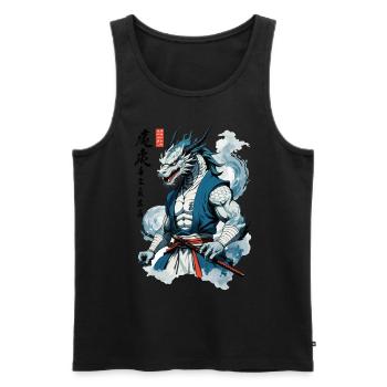 Drachen Samurai Vintage Ukiyo-e Stil Asiatischer - Männer Premium Bio Tank Top - Schwarz - Vorne - Michal (187cm)