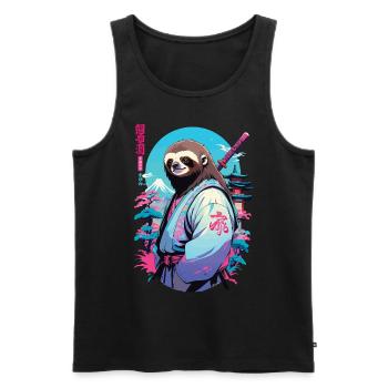 Esthétique Samouraï Paresseux Style Vaporwave - Débardeur bio Premium Homme - noir - Devant - Michal (187cm)
