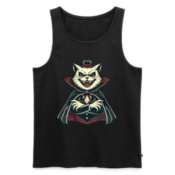 Vampire Cat Cute Halloween Cat - Men's Premium Organic Tank Top - black - Front - Michal (187cm)