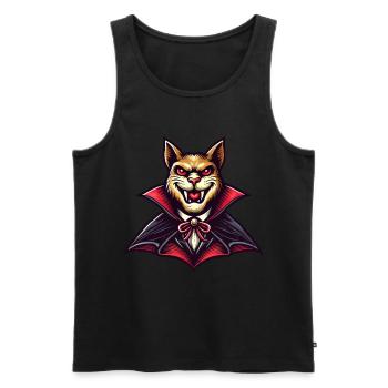 Chat vampire drôle tenue d’Halloween - Débardeur bio Premium Homme - noir - Devant - Michal (187cm)