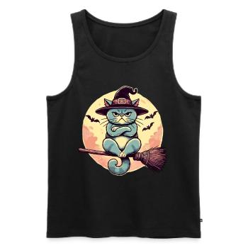 Schlecht Gelaunte Hexenkatze Lustige Magier Katze - Männer Premium Bio Tank Top - Schwarz - Vorne - Michal (187cm)