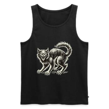 Chat Sorcière Noir Effrayant Extraordinaire - Débardeur bio Premium Homme - noir - Devant - AI Model Male 178 light (178cm)