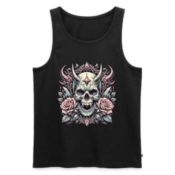 Pastel Goth Aesthetic Dark Skull Design - Men's Premium Organic Tank Top - black - Front - Michal (187cm)