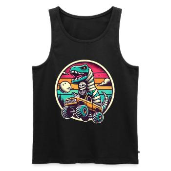 Dino with skeleton dinosaur on monster truck - Men's Premium Organic Tank Top - black - Front - Michal (187cm)
