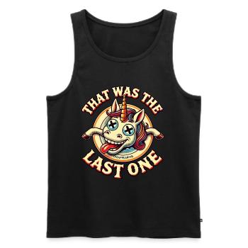 Funny Unicorn Saying Dark Humor Funnier - Men's Premium Organic Tank Top - black - Front - Michal (187cm)