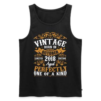 2018 Retro 2018 Oktober Jubiläum Oktober 2018 - Männer Premium Bio Tank Top - Schwarz - Vorne - Michal (187cm)