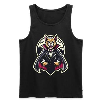 Vampire Cat Cute Halloween Cat - Men's Premium Organic Tank Top - black - Front - AI Model Male 178 light (178cm)