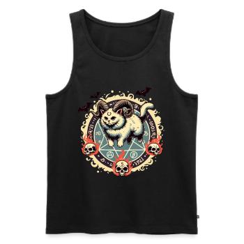 Cute Lucifer Cat Funny Cats Summoning - Men's Premium Organic Tank Top - black - Front - AI Model Male 178 light (178cm)