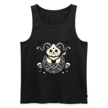 Cute Lucifer Cat Funny Cats Summoning - Men's Premium Organic Tank Top - black - Front - AI Model Male 178 light (178cm)