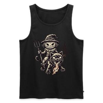 Creepy Devil Cat Dark Cats Design - Men's Premium Organic Tank Top - black - Front - AI Model Male 178 light (178cm)