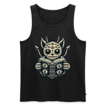 Goth Cat Devilish Demons Cat Horror Cat - Men's Premium Organic Tank Top - black - Front - AI Model Male 178 light (178cm)