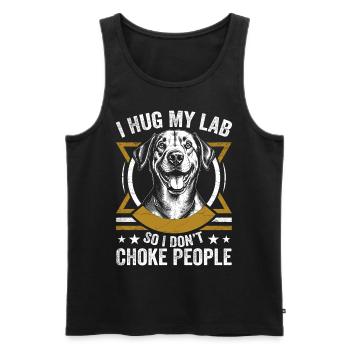 I Hug My Lab So I Dont Choke People | Labrador - Men's Premium Organic Tank Top - black - Front - AI Model Male 178 light (178cm)