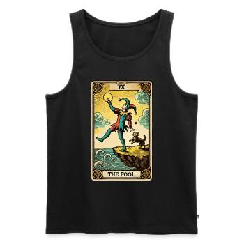 Tarotkarten Design Der Narr Halloween Vintage - Männer Premium Bio Tank Top - Schwarz - Vorne - AI Model Male 178 light (178cm)