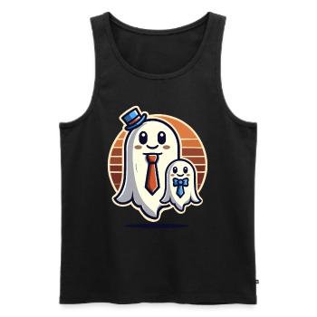 dad ghost father with child funny halloween - Men's Premium Organic Tank Top - black - Front - Michal (187cm)