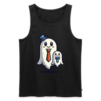Papa Gespenst Vater Mit Sohn Lustiges Halloween - Männer Premium Bio Tank Top - Schwarz - Vorne - Michal (187cm)