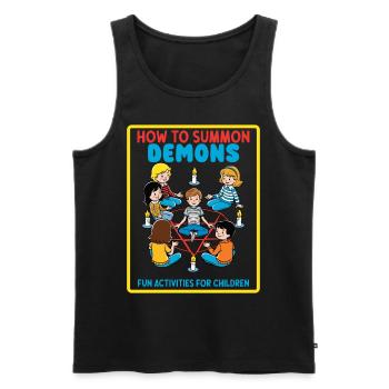 Retro Cartoon Vintage Design how to Summon Demons - Men's Premium Organic Tank Top - black - Front - AI Model Male 178 light (178cm)