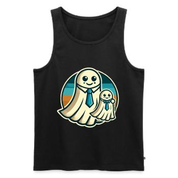 Papa Gespenst Vater Mit Sohn Lustiges Halloween - Männer Premium Bio Tank Top - Schwarz - Vorne - Michal (187cm)
